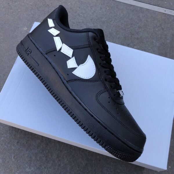 Custom AIR FORCE 1 black - Destroyed swooshes