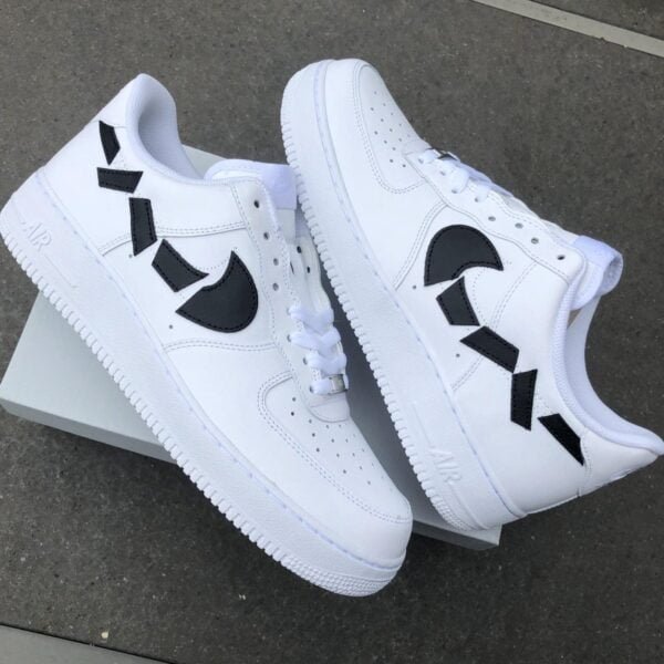 Custom AIR FORCE 1  - Destroyed swooshes (black logo)