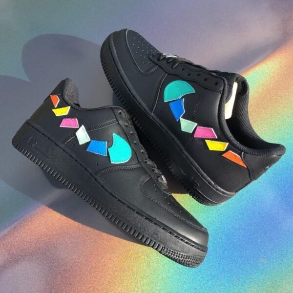 Custom AIR FORCE 1 black  - Destroyed swooshes