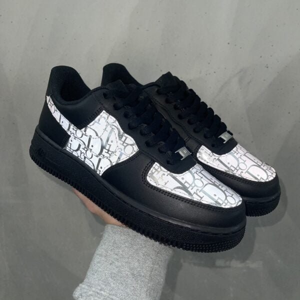 Custom AIR FORCE 1 black - Christian D reflective