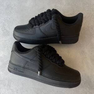 Custom AIR FORCE 1 black - Rope laces (black)