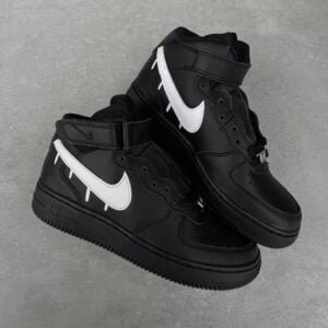 Custom AIR FORCE 1 black mid - Dripping swoosh (EU 35