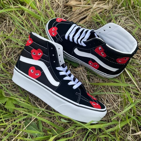 Custom Vans Sk8-hi platform - CDG all over