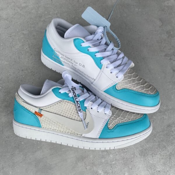 Custom JORDAN 1  - OFF WHITE (baby blue/ python)