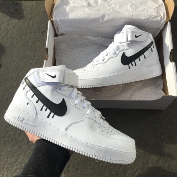 Custom AIR FORCE 1 mid - Dripping swoosh (black)