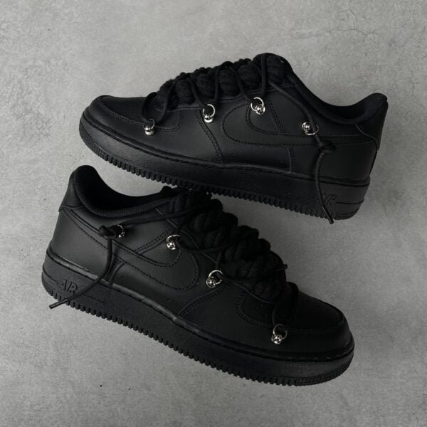 Custom AIR FORCE 1 black - Rope laces LOT