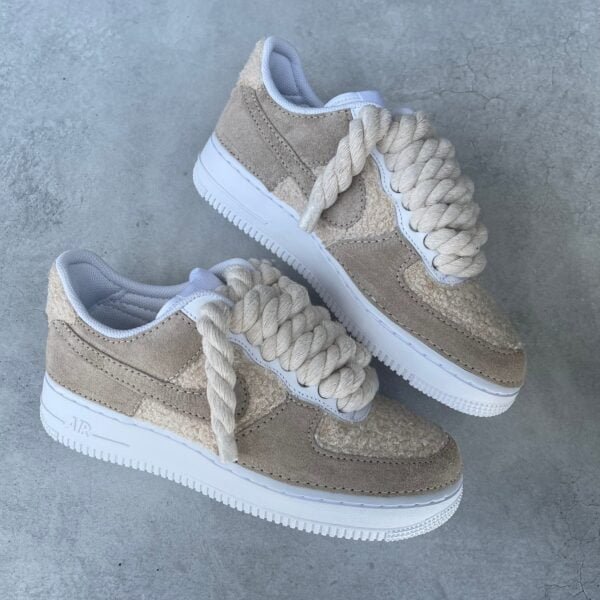Custom AIR FORCE 1 - Full Suede/Teddy (rope laces)
