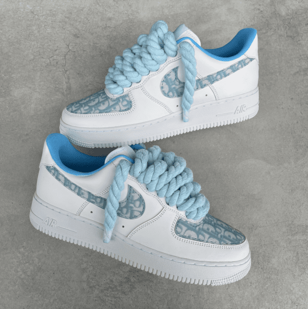 Custom AIR FORCE 1 - Christian D baby blue (rope laces)
