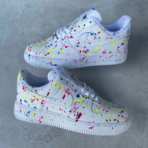 Custom AIR FORCE 1 - Splash (neon pink, neon yellow, red & blue)