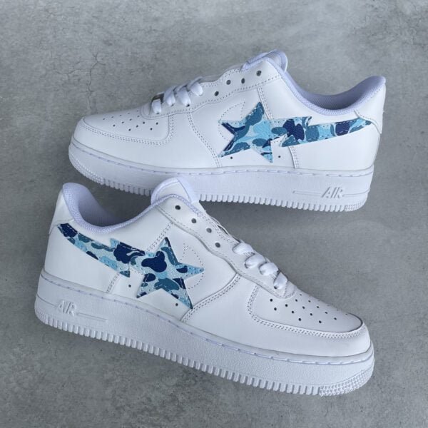 Custom AIR FORCE 1 - BAPE star swoosh (blue)