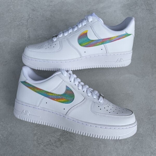 Custom AIR FORCE 1 - Freestyle rainbow swoosh