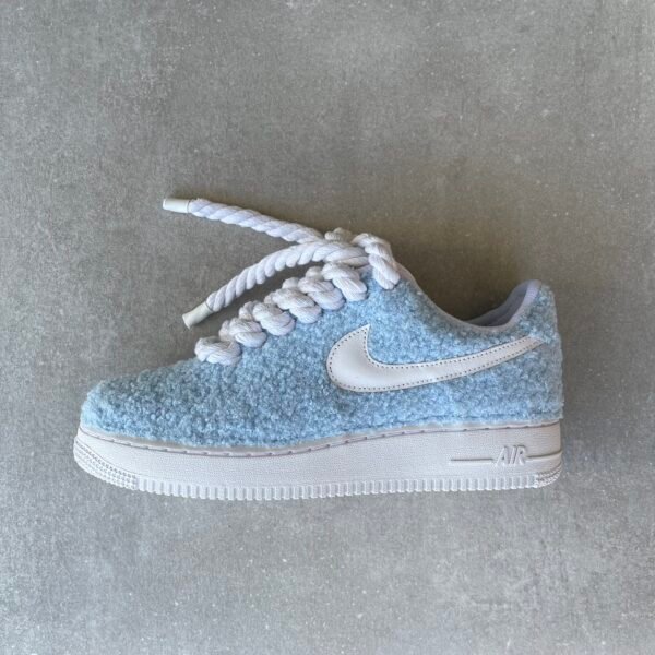Custom AIR FORCE 1 - Full Baby Blue Teddy (Rope laces)