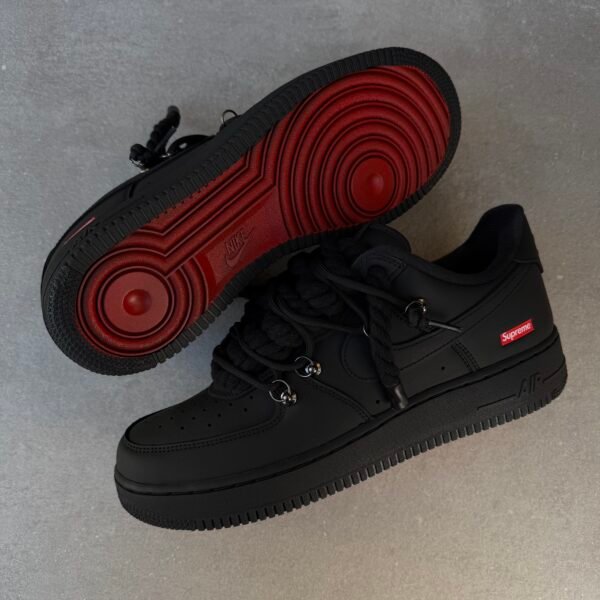 Custom AIR FORCE 1 Supreme - Mattest (rope laces / lot laces / red soles)